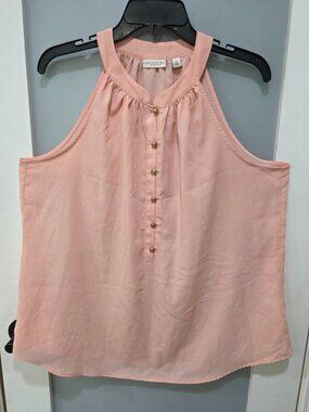 Eva Mendes Womens Sleeveless Tank Top Lot XL Mint Green Pink Button Front Blouse
